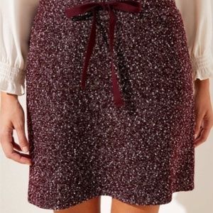 Ann Taylor Loft Flecked Knit Jogger Skirt Burgundy